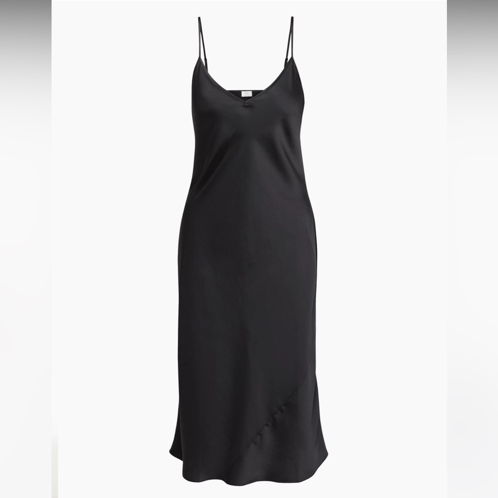NWT Aritzia Wilfred Black Satin Midi Dress